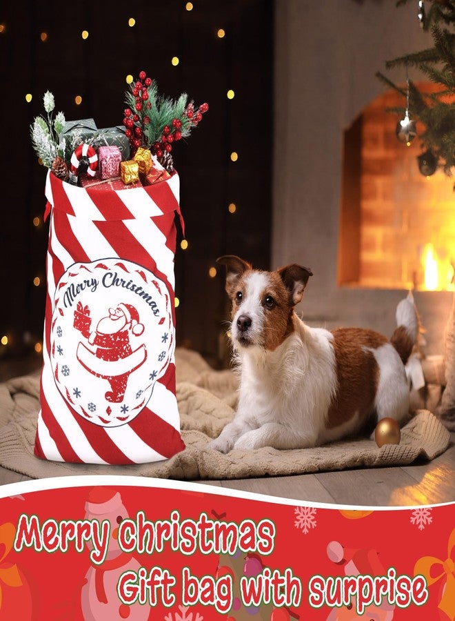 Chumia Large Christmas Gift Bag 19 x 27 Inch, Santa Burlap Gift Sack Drawstring Merry Christmas Reusable Xmas Bag for Gifts Wrapping Kids Presents Storage (Red and White Stripes) - Image 5